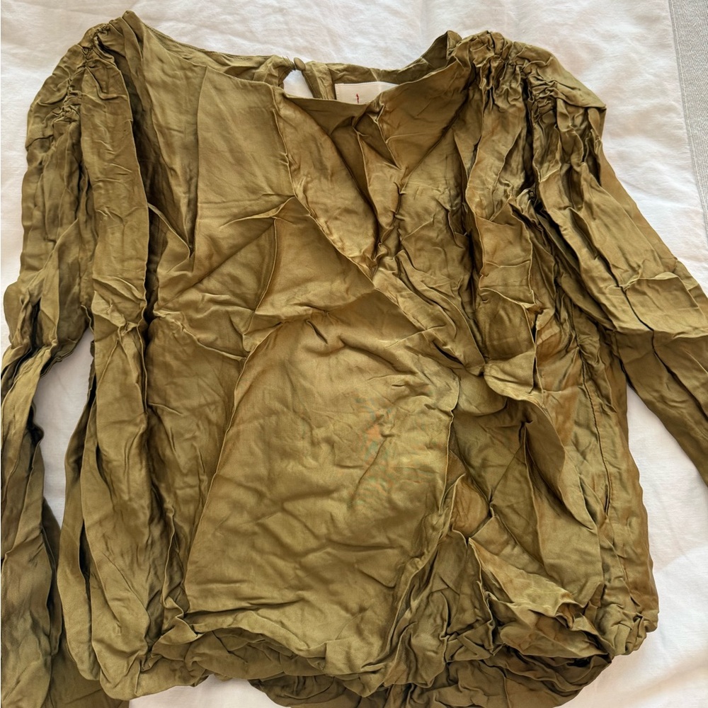 Anthropologie Olive Green Blouse